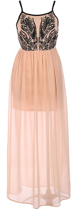 Monsoon peach romantic maxi dress