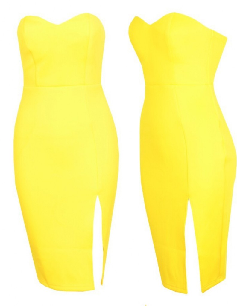 Yellow strapless dress