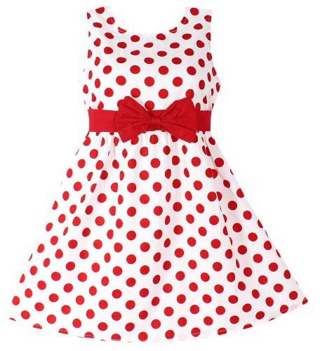 kids fahion 5---Red polka dot dress