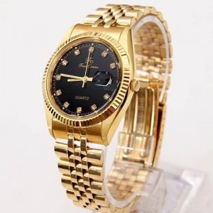 Black-Face-Crystal-Gold-Wrist-Watch