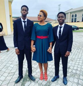Tope Oshin breaks down in tears as her twin sons graduate from highschool