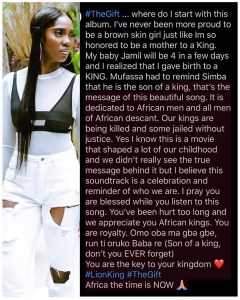 Singer, Tiwa Savage pens emotional piece about The Gift Album