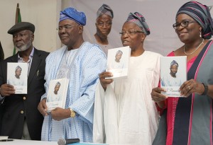From Left; Senator. Bode Olajumoke,Chief Launcher, Prof. Akin Mabogunje, Chairman of Occasion, Prof. Ladipo Adamolekun, Author and Mrs Jumoke Adamolekun at the Public Presentation of " I REMEMBER" the autobiography of Prof. Ladipo Adamolekun at NIIA, Victoria Island. Lagos. Pix By Oscar Ochiogu.