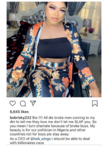 Bobrisky shares some inspirational message with his throwback photo