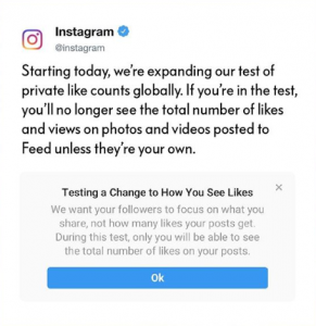 Instagram to stop showing likes on post today 