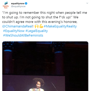 I'm not shutting the f*uck up while advocating for gender equality 