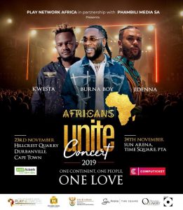 Concert flier for African unite