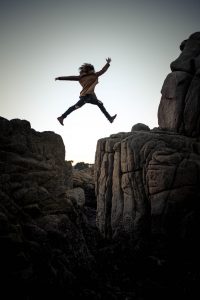 Woman ignoring fear 
