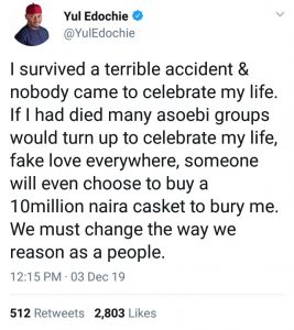 Celebrate people when they are alive.