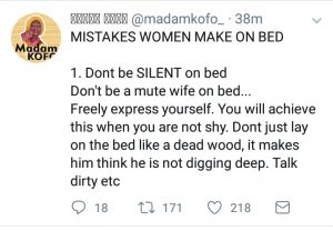 Mistakes women make on bed 