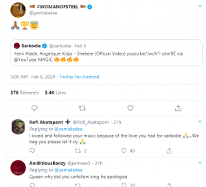Sarkodie publicly apologize to Yemi Alade