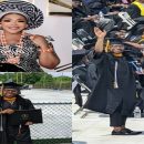 Shaffy Bello celebrates as her son