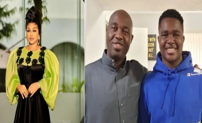 Mercy Aigbe joins husband, Kazim Adeoti to celebrate son as he clocks 15