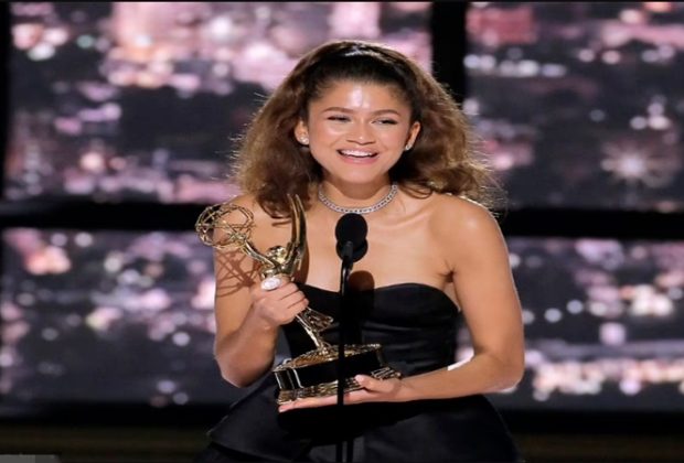 Zendaya makes history as youngest two-time Emmy winner as she accepts Outstanding Lead Actress gong for HBO's Euphoria