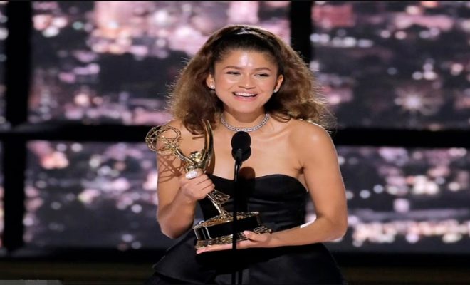 Zendaya makes history as youngest two-time Emmy winner as she accepts Outstanding Lead Actress gong for HBO's Euphoria