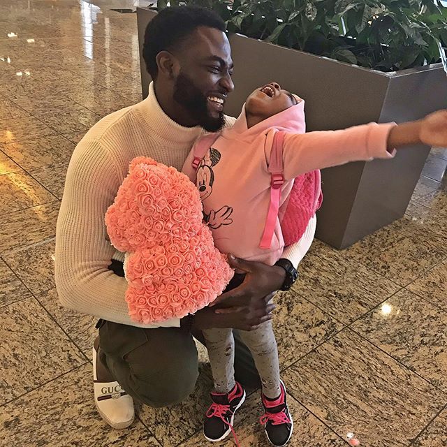 Emotional moment when Gbenro Ajibade meets daughter at airport
